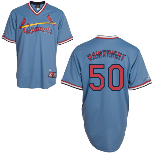 Adam Wainwright #50 mlb Jersey-St Louis Cardinals Women's Authentic Blue Road Cooperstown Baseball Jersey